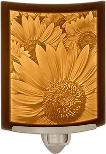 Sunflowers Night Light Porcelain Lithophane, Flower nite lite, Decorative Wall Plug in for Nursery, Bedroom Kitchen, Bath, Hallway; Floral Themed Accent Light