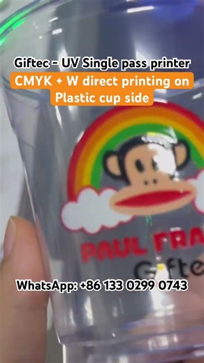 UV single pass CMYKW full colors direct printing on plastic cup side digital inkjet printer