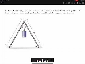 Statics Practice Problem 8-41: Friction example of a two member frame