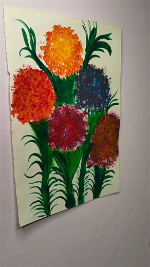 Easy Marigold Flower Painting #painting #acrylicpainting #youtubeshorts #shorts #floral #wocol #diy