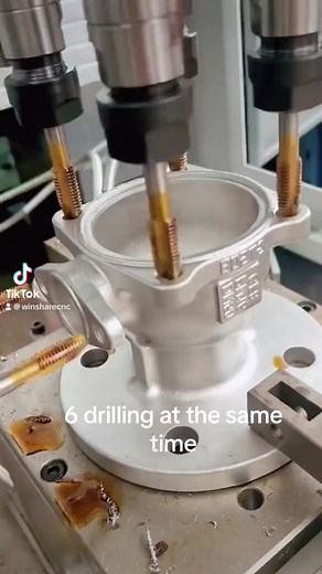6 cutters drilling the thread holes at the same time #cncturning #machinery #machining #milling #cnc | Winshare Precision Machining