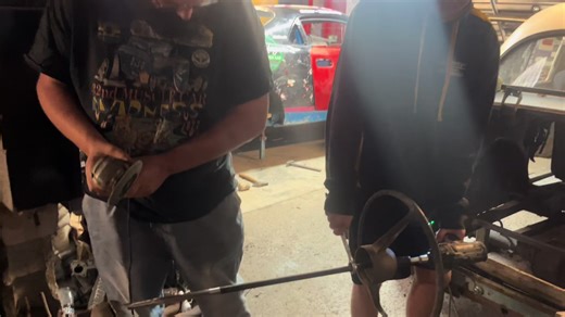 Behold the Mexican lathe. Needed to take the shaft down 2mm to fit bearings on it, didn’t have a lathe so improvised