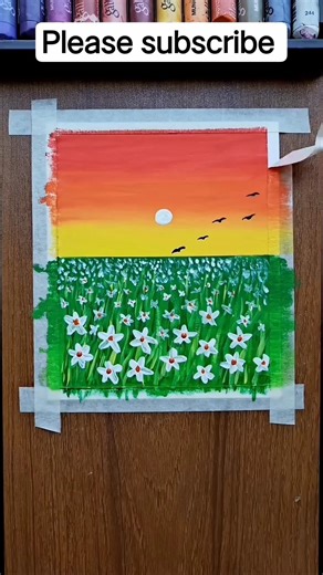 ☀️🌅How to draw a flower garden with oil pastels | Easy & beautiful art for beginners