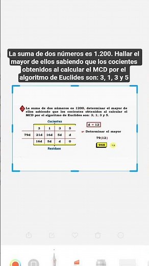 Problema resuelto mediante el algoritmo de Euclides