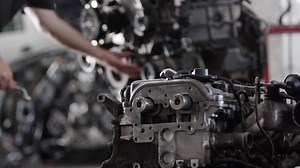 Master Repairs Car Engine with Hand Tools in the Repair Shop Footage.