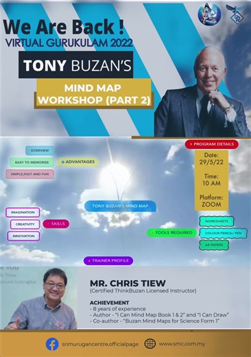 Tony Buzan’s Mind Map Part 2 is Back!! Register Now! For Further Details : 011-11229464 | Sri Murugan Centre | Facebook