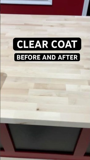 Countertop Clear Coat Before vs After - Varathane Polyurethane Satin Finish #wood #countertop