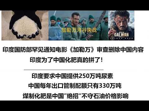印度国防部罕见通知电影《加勒万》审查删除中国内容，印度为了中国化肥真的拼了！印度要求中国提供250万吨尿素，中国每年出口管制配额只有330万吨，煤制化肥是中国”绝招“不守石油价格影响