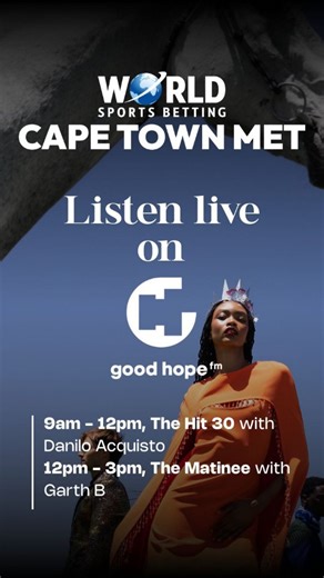 🏇✨ We’re going LIVE at the Cape Town MET! ✨🏇 Catch us broadcasting live from Kenilworth Race Course this Saturday, 31 January, bringing you all the glamour, thrills and race-day vibes straight to your radio 📻🔥 ⏰ 9AM – 3PM 🎧 The Hit 30 with Danilo Acquisto | The Matinee with Garth B Don’t miss a moment of one of Cape Town’s most iconic sporting events 🏆🐎 #GoodHopeFM #CapeTownMET #LiveBroadcast #WorldSportsBetting #OnCapeTownsOriginal | GOOD HOPE FM
