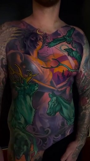 Front Torso tattoo by @getmooretattoos at Sacred Heart Tattoo in Vancouver, B.C. | TattooSnob.com