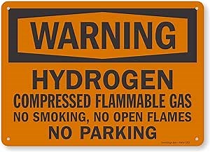 SmartSign "Warning: Hydrogen - Compressed Flammable Gas", Aluminum Sign, 10" x 14": Amazon.com: Industrial & Scientific