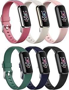 Bands Compatible with Fitbit Luxe - Adjustable Silicone Sport Replacement Bands for Women & Men - Flexible Watch Strap Wristbands - Waterproof Watch Strap