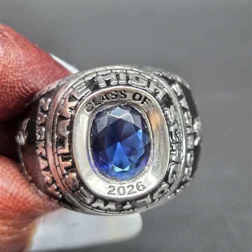 Personalized High School Class Ring, Custom Graduation Keepsake, 925 Silver, Oval CZ - Etsy