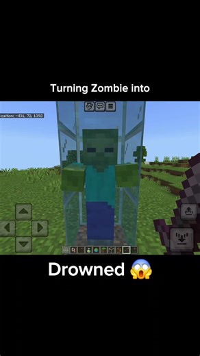Zombie Turns Into Drowned in Minecraft 😱 Rare Transformation! #minecraft #memes #gaming