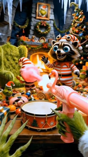 clay4Kiki on Instagram: "Thieves Dance Away from Grinch's Flamingo Slime! When the #Grinch catches you in his cave, you don't run... you DANCE. 🦝 #grinchmas #animationmovie #christmasparty #comedyanimation"