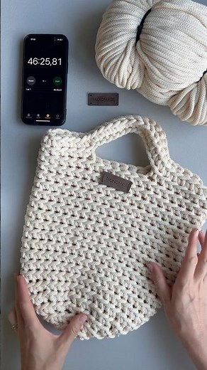 Crochet amazing bag with macrame cord 🧶I will teach you, how to crochet it 👇#croche #howtocrochet