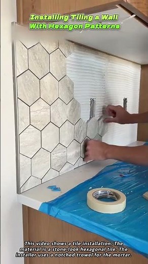 Installing Tiling a Wall With Hexagon Patterns