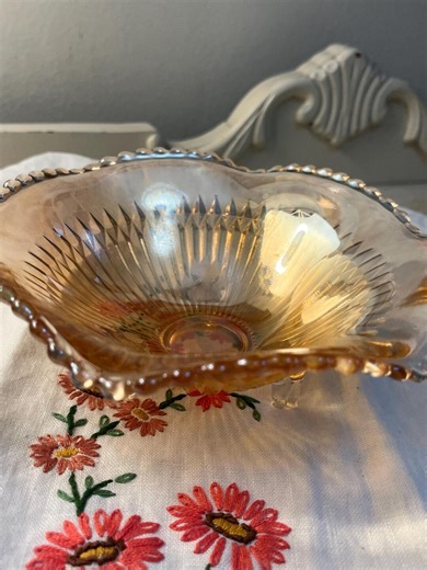 Vintage Jeannette Glass Anniversary “diamond Ray” Bowl - Etsy