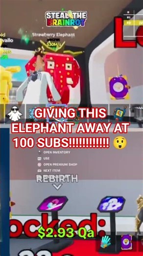 STB ELEPHANT GIVEAWAY at 100 SUBS. #STB #mrbeast #giveaway #strawberryelephant #fortnite #insane