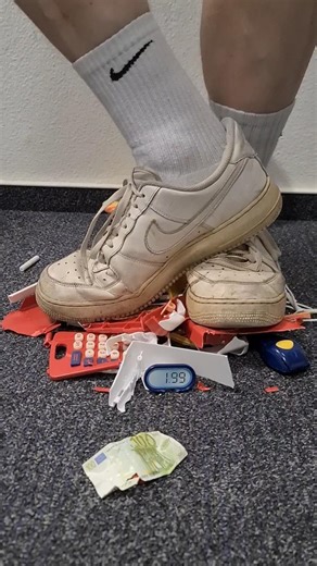 Nike Air Force 1 shoes stomp crush plastic cash toy garbage boy