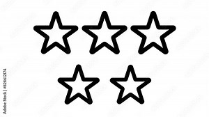 Animated five stars design suitable for rating systems, review websites, hotel or restaurant ratings, and feedback forms with a bold appearance.