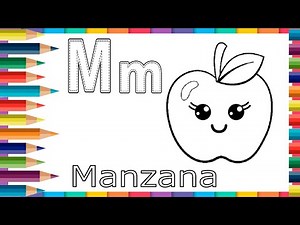Cómo dibujar la LETRA M - MANZANA 🍎 - El abecedario para niños
