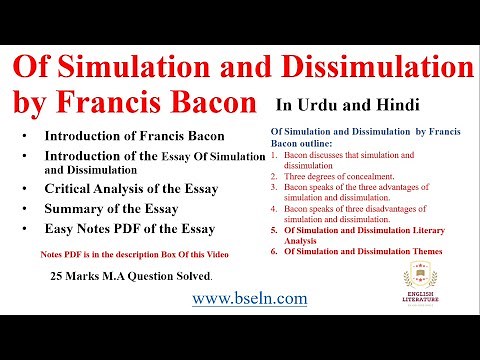 Of Simulation and Dissimulation Essay by Francis Bacon Summary, Explanation and Notes PDF.