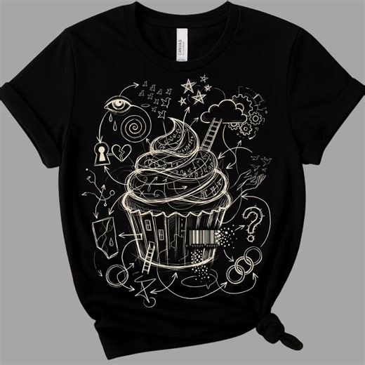 Cupcake System Shirt - Surreal Dessert Art Tee - Abstract Emotional Design - Indie Aesthetic T Shirt - Conceptual Chaos Graphic Tee - Etsy