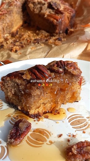 Pecan, cinnamon + maple cake recipe 🍁✨️