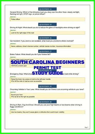 SOUTH CAROLINA BEGINNERS PERMIT TEST STUDY GUIDE video