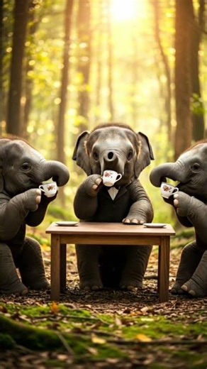 elephant drinking coffee in Forest #shortsvideo