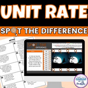 Unit Rate Halloween Math Digital Activity and Worksheet