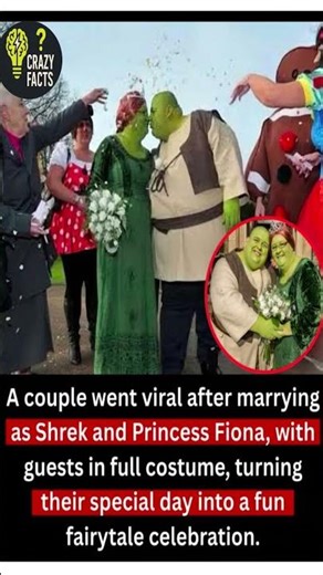This Couple Got Married as Shrek & Princess Fiona & Their Guests Came in FULL Costume 😂👑💚