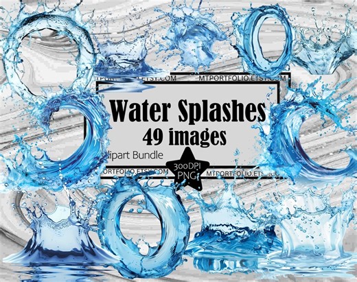 Water Splash PNG Clipart Water Drop Splatter PNG Graphics Transparent Commercial Digital Download Sublimation Journal Bundle - Etsy