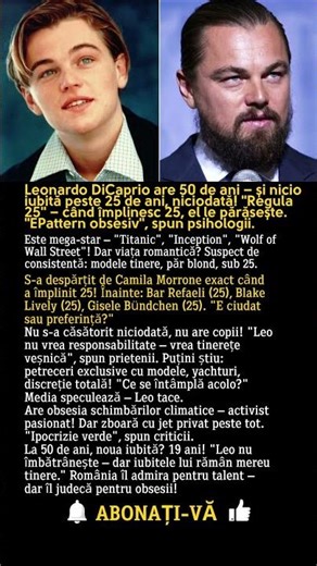 LEONARDO DiCAPRIO: Bărbatul de 50 de ani care iubește doar sub 25 de ani