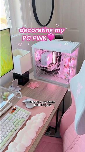 decorating my computer ALL PINK🩷🖥️✨
