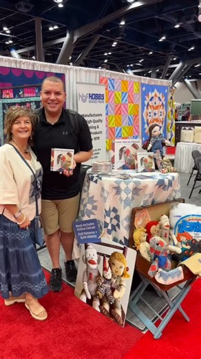 I had so much fun sharing Love You to Pieces with friends in @hobbsbatting booth yesterday! I will be there again this morning 10-11. So good to see Deanna of @nancyziemanproductions and @sew_coco_pearson creative director of @lindaselectricquilters It’s great to see friends I have made through my many years @quiltmarket and meet new ones! I will be heading over to @cloverusa from 12-2 today Stop by! I will be in the @olisohome booth (221) with their content /community director and my pal @miche