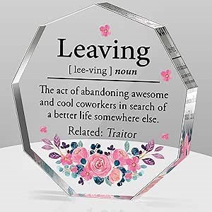 Coworker Leaving Gifts for Women Boss Leaving Job Gifts Office Gift Retirement Gifts Going Away Gifts Farewell Gifts Goodbye Gifts New Job Gifts for Women Coworker Acrylic Decorative Signs Plaques