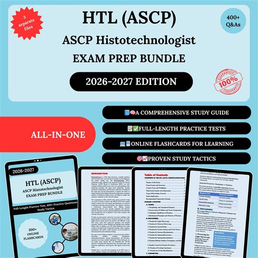 HTL ASCP Exam Prep Bundle 2026 | Htl Exam | Histotechnology Htl Pdf | Histotechnologist Exam | Histology Study | Ascp Htl Notes Pdf - Etsy