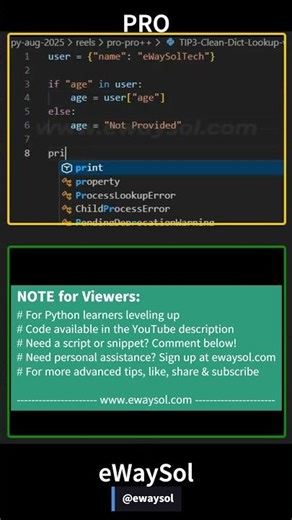 Stop Using if-else for Dict Lookup | Python Pro Trick (Tip 3) | eWaySol#python #coding #programming