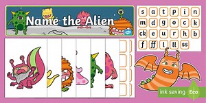 Phase 2 Phonics 'Name the Alien' Interactive Display Pack