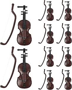 HUIANER Miniature Violin 10pcs Tiny Violin Mini Musical Instrument Dollhouse Violin Model Dollhouse Furniture Crafts Ornament for Dollhouse Fairy Garden