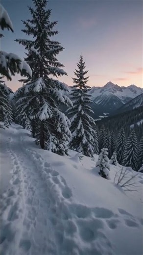 Snowy Mountain Trail Twilight Walk POV ❄️🏔️