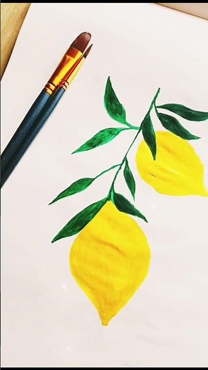 Easy lemon drawing for the beginners🍋🎨✨||#art#painting#drawing#brush#colors#shorts