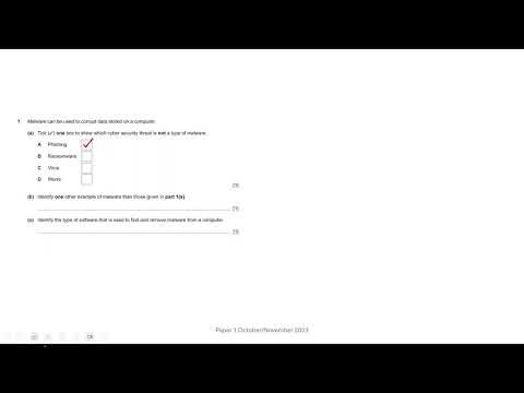 Q1 - Malware - Paper 1 oct nov 23 GCSE Computer Science