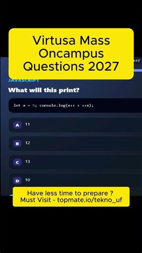 #Virtusa Most Asked Technical Questions 2027💀😍 #oncampus