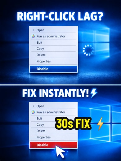 Fixing that frustrating Windows right-click lag in 30 seconds! ⚡ No more waiting for that context menu to pop up. This is 100% safe and uses a trusted pro tool (NirSoft). It removes all the hidden software clutter that hijacks your menu. 🚀 Comment