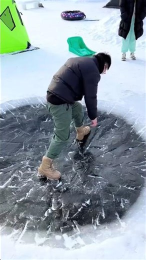 HE CAN'T Escape This Ice Pit 😳 #shorts