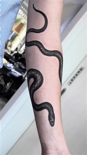 🐍 Blackwork Snake Forearm Tattoo | Dark Serpent Fine Line Ink 🖤