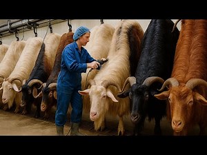 Millions Tons Of Goat Hair Are Harvested & Cashmere Goat Wool Processed, Milk, and Meat in Factory